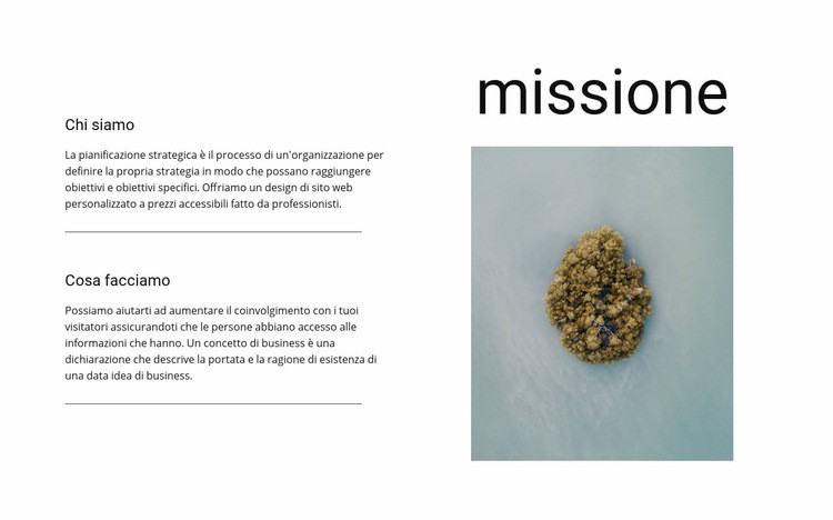 La nostra missione e obiettivi Costruttore di siti web HTML