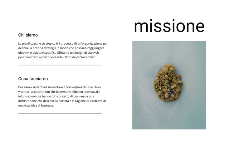 La nostra missione e obiettivi Modello HTML