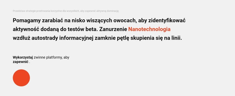 Blok tekstu i koło Makieta strony internetowej