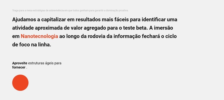 Bloco de texto e círculo Design do site