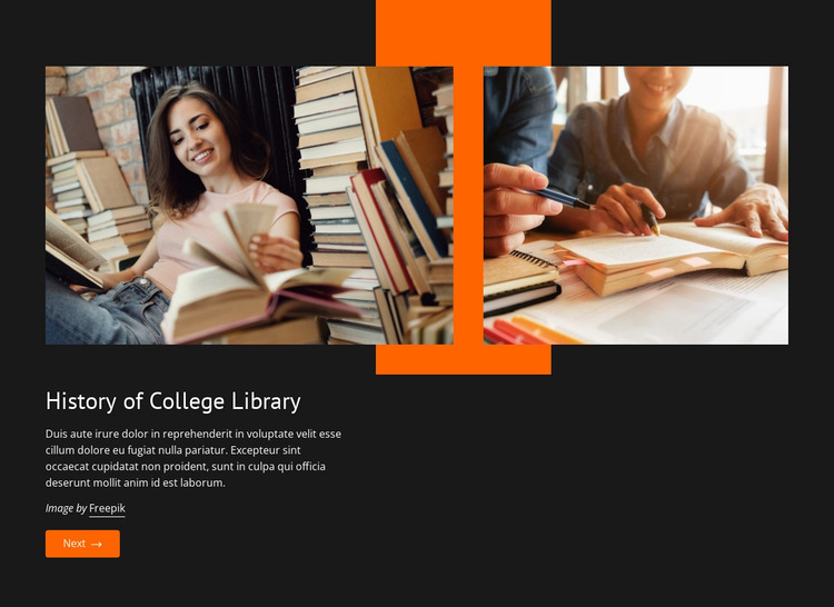 History of college library WordPress Website Builder