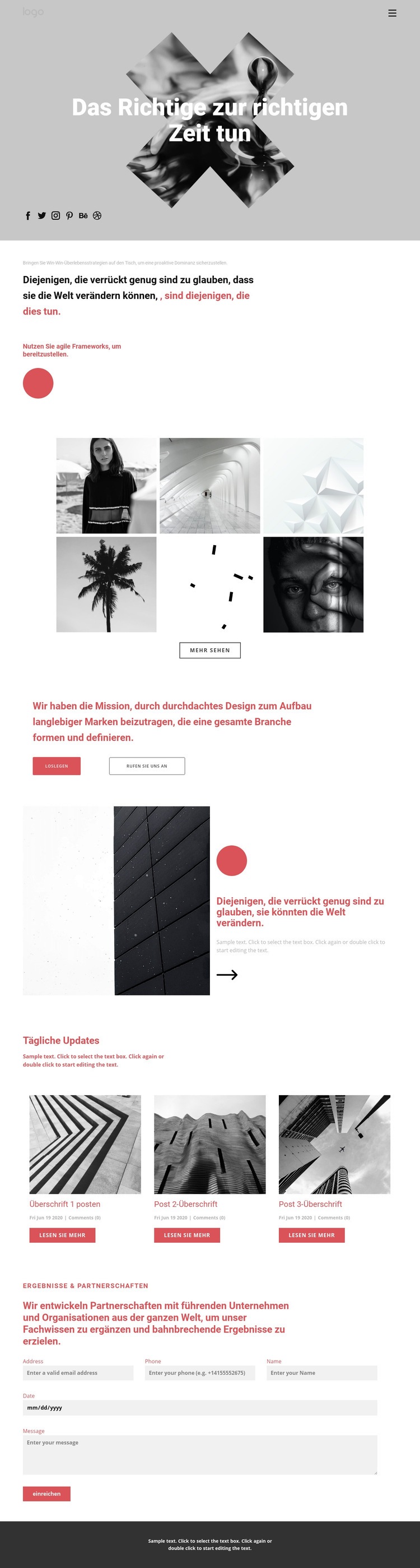 Ideen im kreativen Portfolio HTML Website Builder