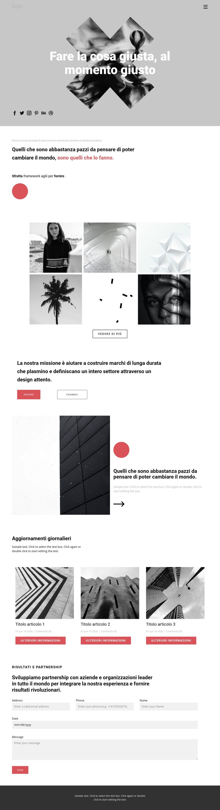 Idee nel portfolio creativo Costruttore di siti web HTML