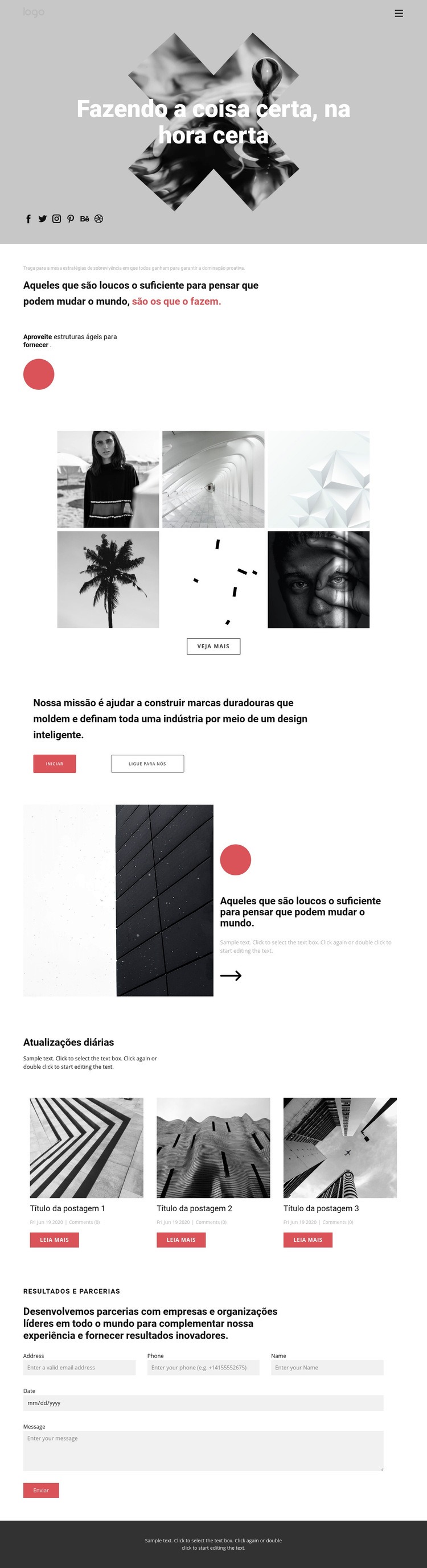 Ideias em portfólio criativo Maquete do site