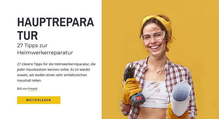 Tipps zur Reparatur zu Hause Website Builder-Vorlagen