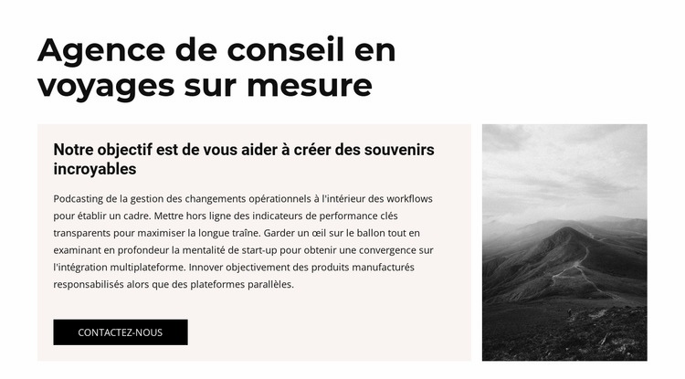 Créez votre voyage parfait Modèles de constructeur de sites Web