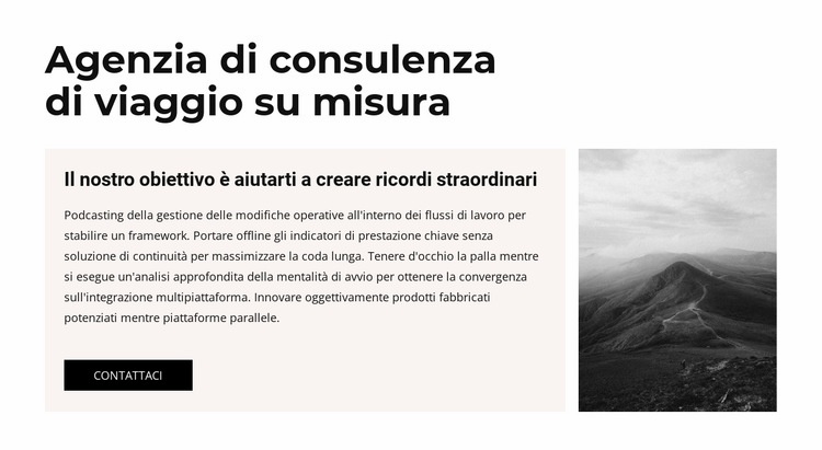 Crea il tuo viaggio perfetto Costruttore di siti web HTML