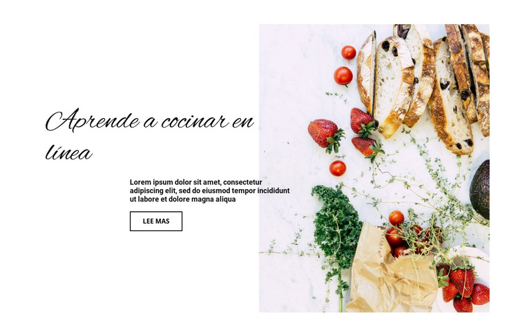 Lecciones de presentación de comida hermosa. Plantilla HTML