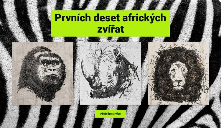 Kresby afrických zvířat Šablona HTML