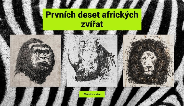 Kresby afrických zvířat Šablona webové stránky