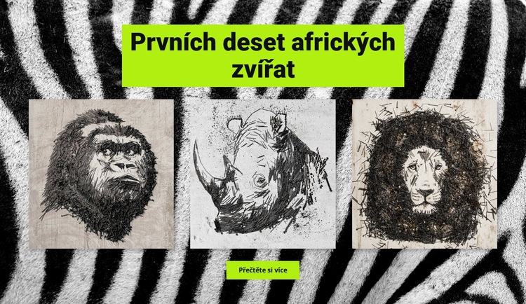 Kresby afrických zvířat Webový design
