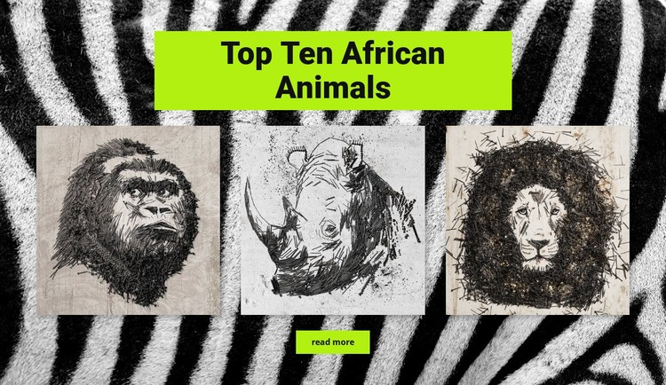 Drawings African animals CSS Template