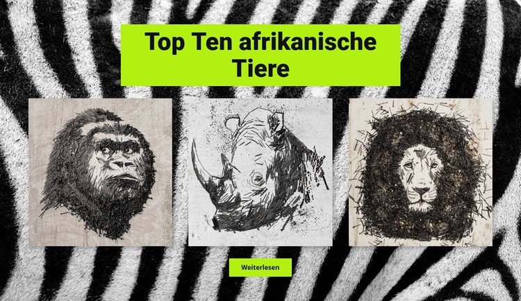Zeichnungen afrikanische Tiere CSS-Vorlage