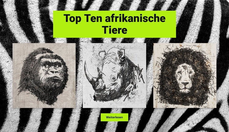 Zeichnungen afrikanische Tiere Eine Seitenvorlage