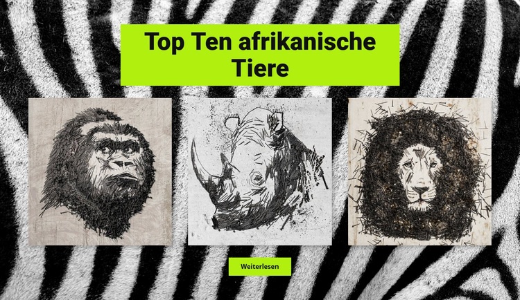 Zeichnungen afrikanische Tiere Website-Modell