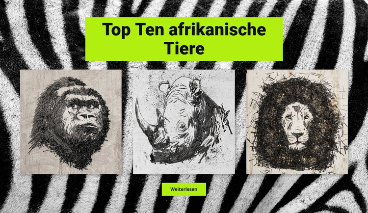 Zeichnungen afrikanische Tiere Website-Vorlage