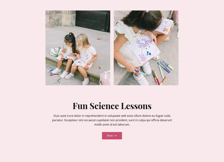 Fun science lesson Homepage Design