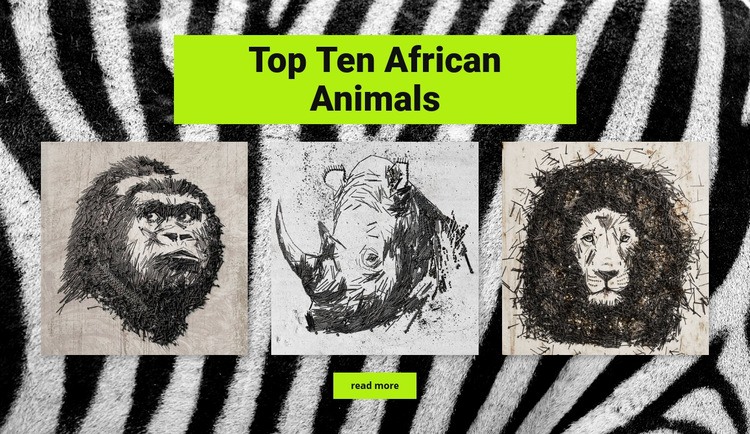 Drawings African animals Html Code Example