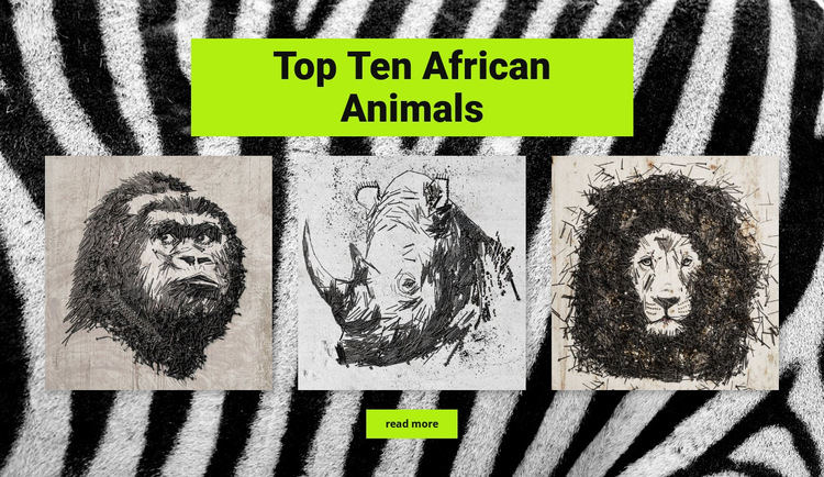 Drawings African animals HTML5 Template