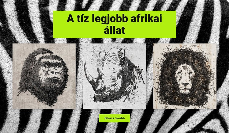 Rajzok afrikai állatok CSS sablon