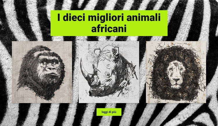 Disegni Animali africani Mockup del sito web