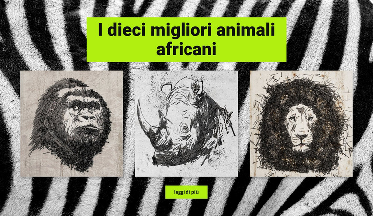 Disegni Animali africani Modello di sito Web