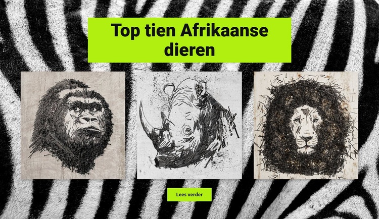 Tekeningen Afrikaanse dieren Website mockup