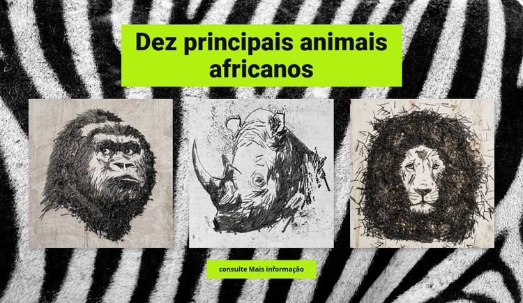 Desenhos de animais africanos Template CSS