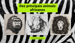 Desenhos De Animais Africanos - Modelo HTML Responsivo