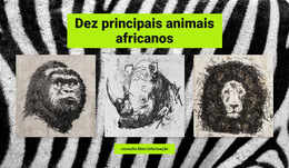 Desenhos De Animais Africanos - Modelo De Página De Destino