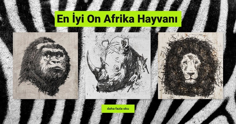 Afrika hayvanları Bir Sayfa Şablonu