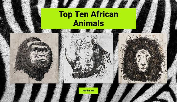 Drawings African animals WordPress Website Builder