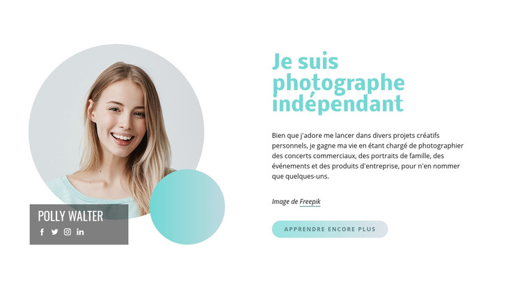 Je suis photographe indépendant Modèle HTML