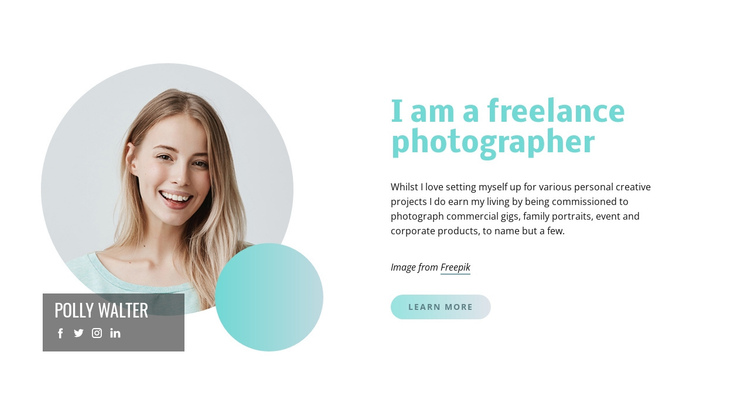 I am a freelance photographer One Page Template