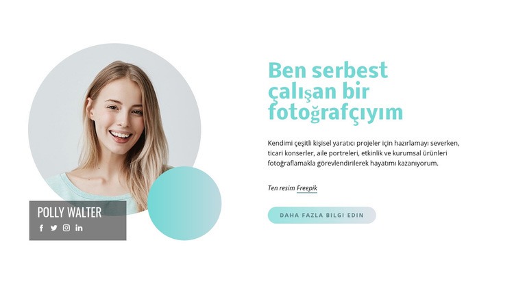 Ben serbest çalışan bir fotoğrafçıyım Html Web Sitesi Oluşturucu