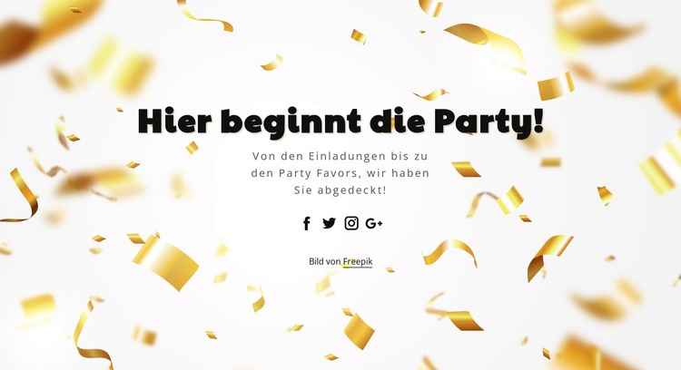 Hier beginnt die Party HTML Website Builder