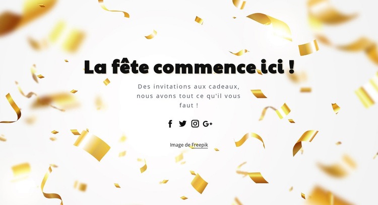 La fête commence ici Créateur de site Web HTML