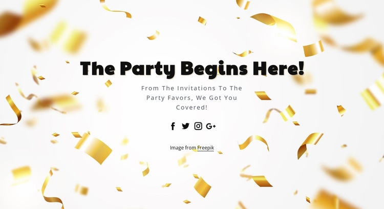 The party begins here Homepage Design