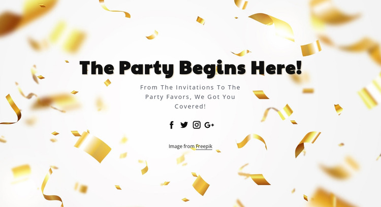 The party begins here Html Website Builder