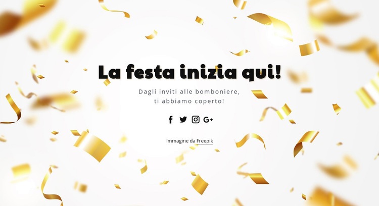 La festa inizia qui Mockup del sito web