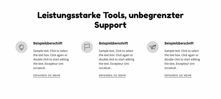 Leistungsstarke Tools und Support Eine Seitenvorlage