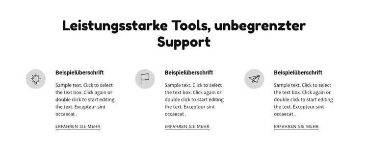 Leistungsstarke Tools und Support Website-Vorlage