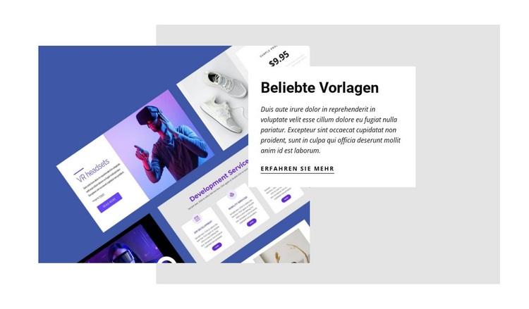 Beliebte Vorlagen Landing Page