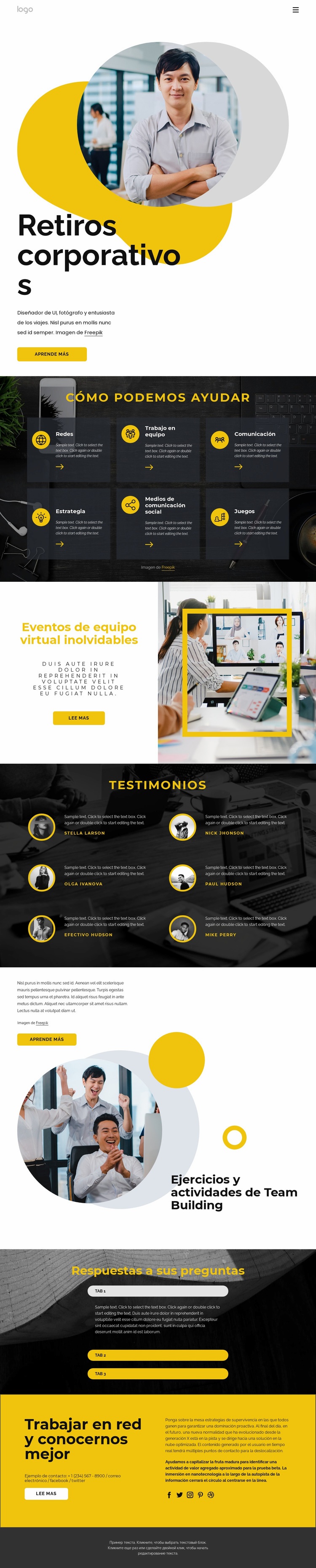 Retiros corporativos Creador de sitios web HTML