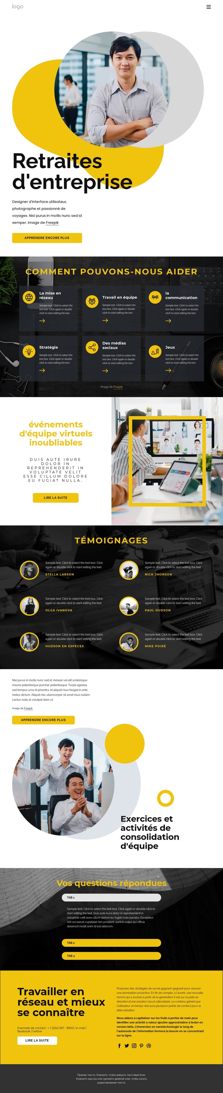 Retraites d'entreprise Créateur de site Web HTML