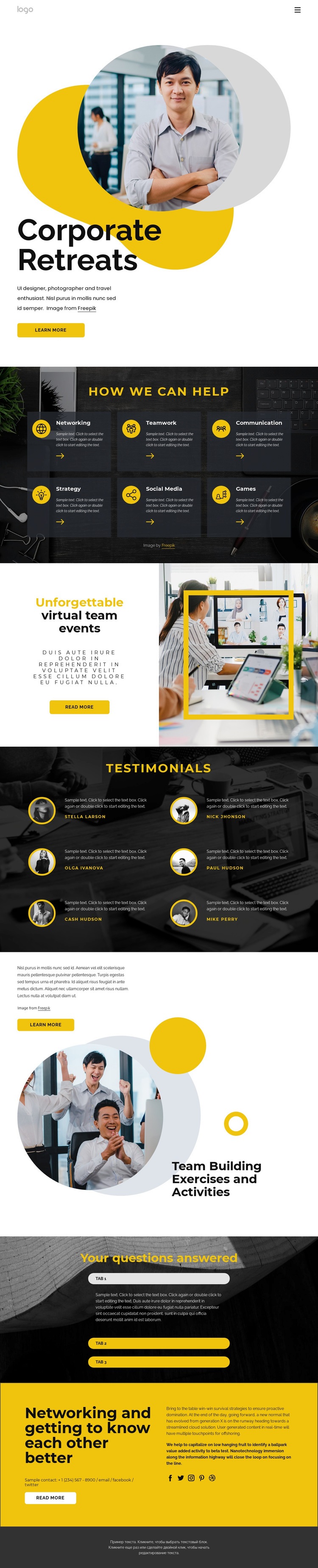 Corporate retreats Homepage Design