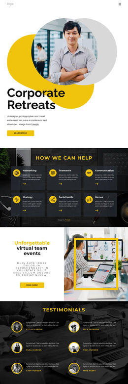 Corporate Retreats - Single Page HTML5 Template