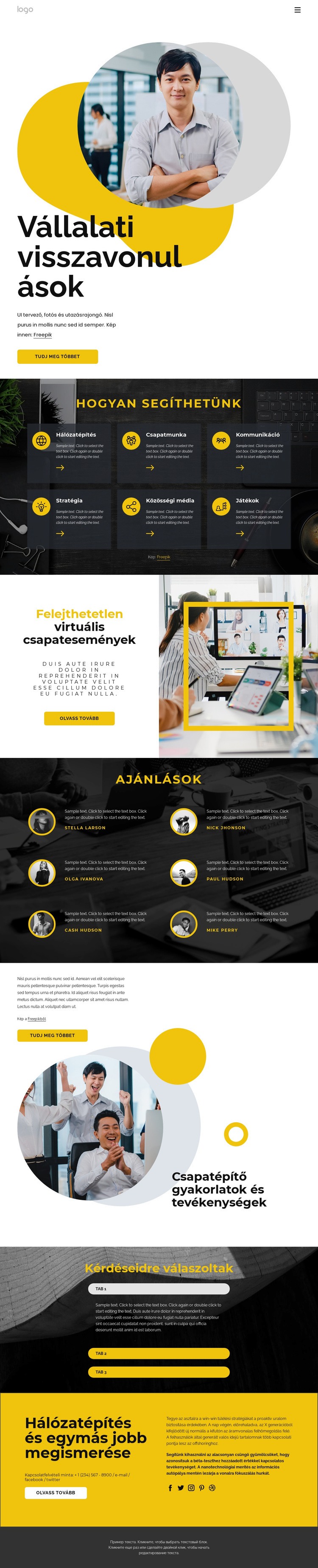 Vállalati visszavonulások Weboldal sablon