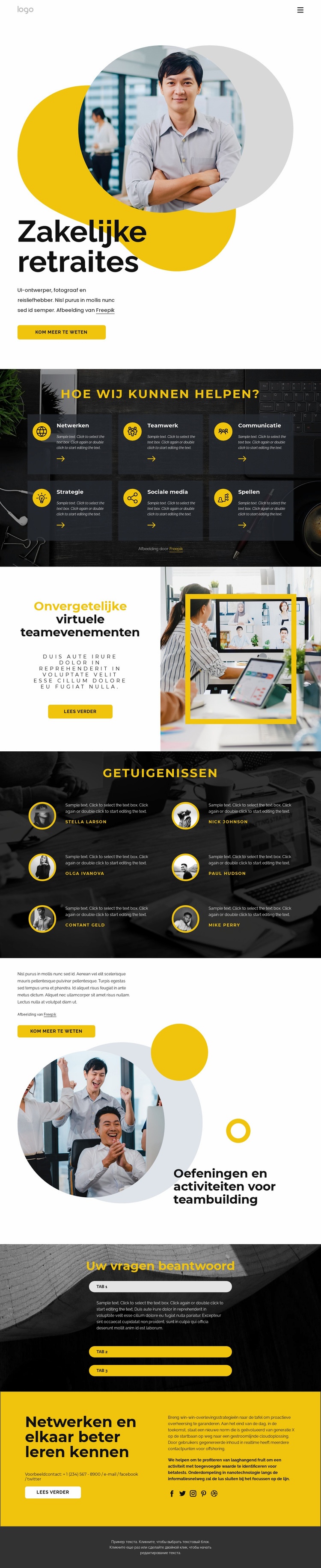 Zakelijke retraites Website Builder-sjablonen