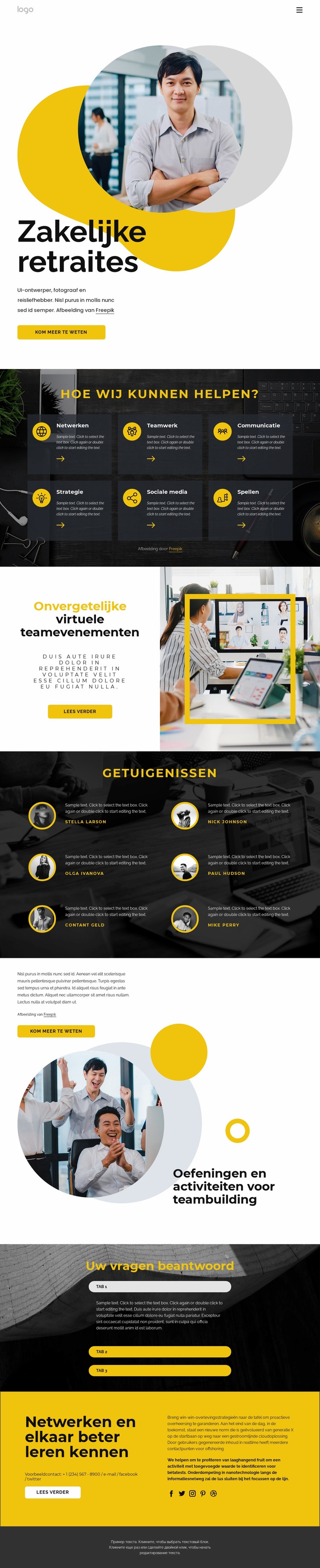 Zakelijke retraites Website mockup